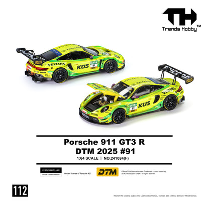 * PRE ORDER * Trends Hobby 1/64 Porsche 911 (992) GT3 R DTM 2025 Yellow-Green #91