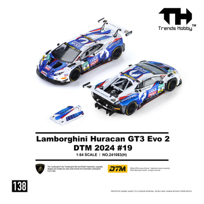 * PRE ORDER * Trence Hobby 1/64 Lamborghini Huracan GT3 EVO2 Blue-White 19# DTM 2024