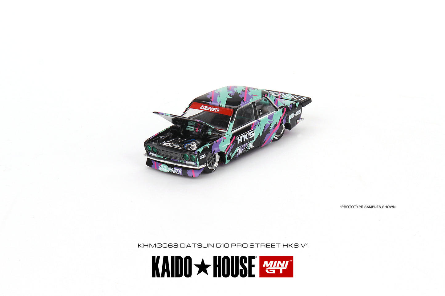 * PRE ORDER * [ Kaido House x MINI GT ] Datsun 510 Pro Street HKS V1 KHMG068
