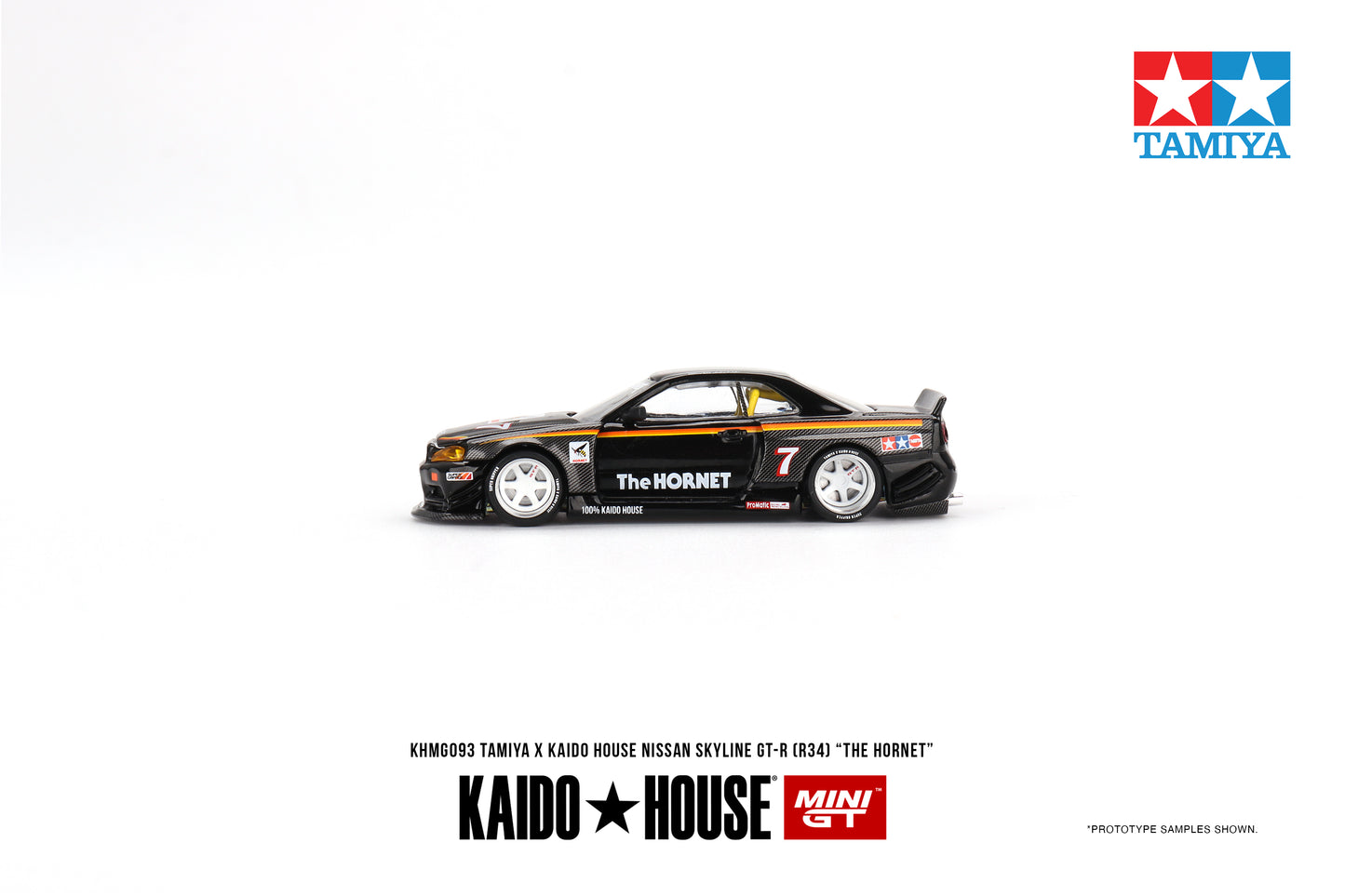 * PRE ORDER * [ Kaido House x MINI GT ] Nissan Skyline GT-R (R34) Kaido Works Tamiya Hornet V1 KHMG093