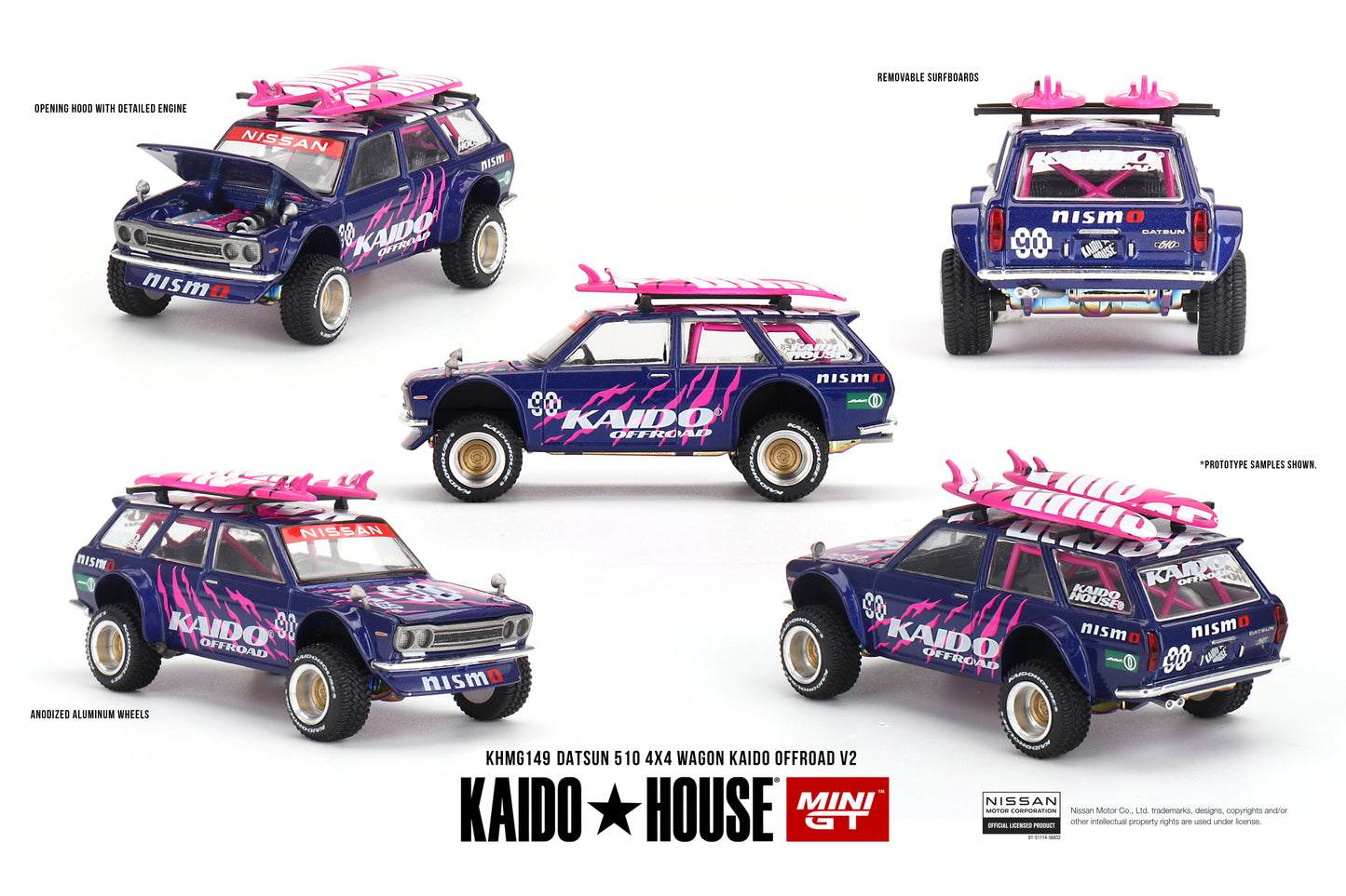 * PRE ORDER * [ Kaido House x MINI GT ] Datsun 510  4x4 Wagon Kaido Offroad V2 KHMG149