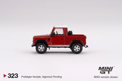 * PRE ORDER * MINI GT #323  Land Rover Defender 90 Pickup Masai Red (RHD)