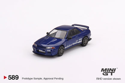 * PRE ORDER * MINI GT #589 Nissan Skyline GT-R Top Secret  VR32 Metallic Blue ( RHD )