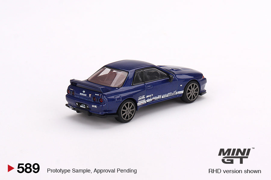 * PRE ORDER * MINI GT #589 Nissan Skyline GT-R Top Secret  VR32 Metallic Blue ( RHD )