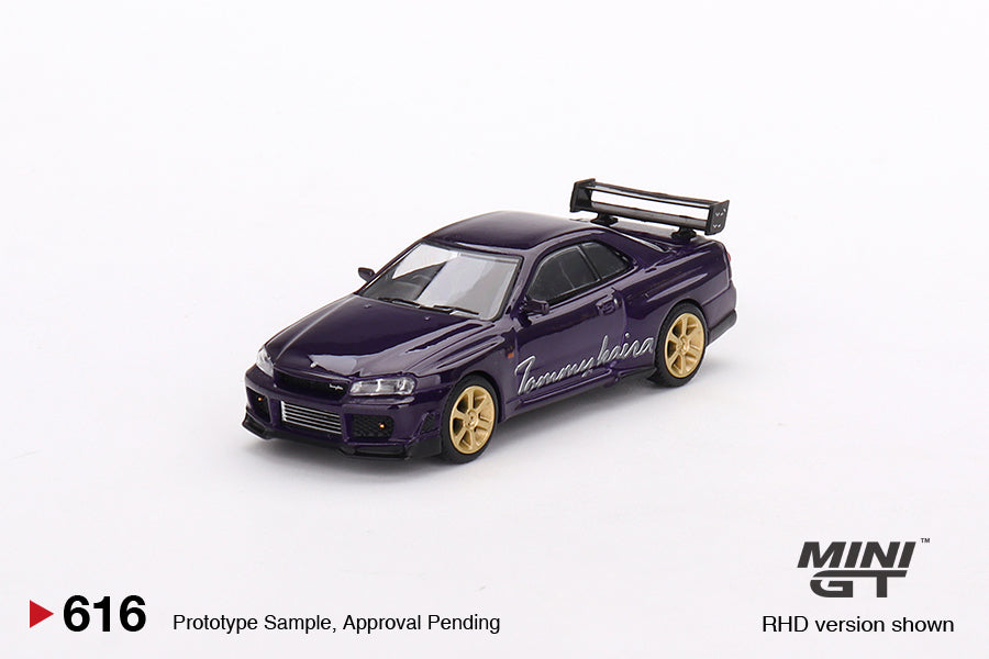 MINI GT #616 Nissan Skyline GT-R (R34) Tommykaira R-z Midnight Purple (RHD)