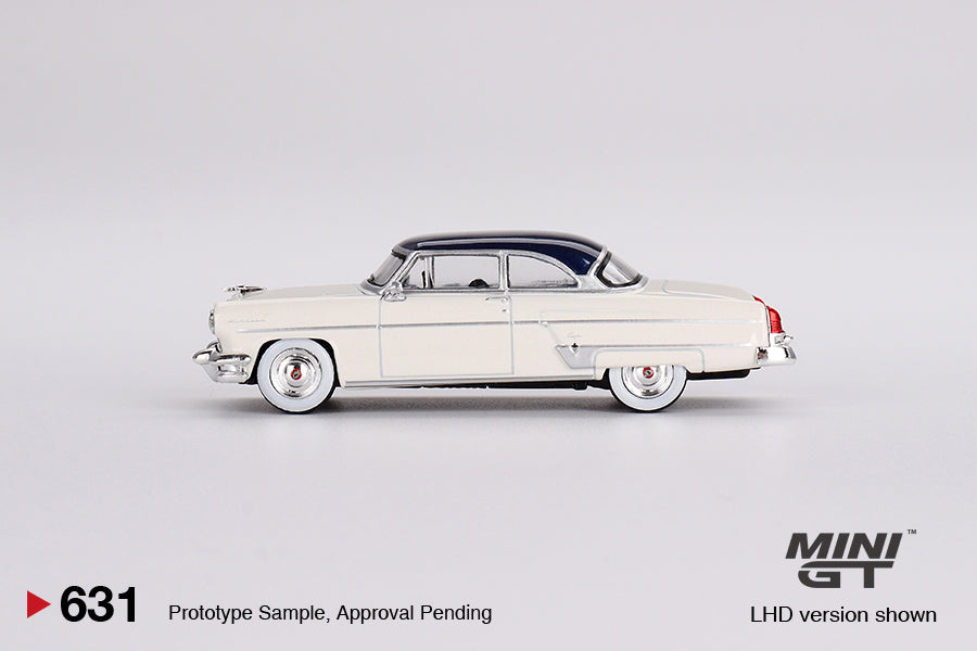* PRE ORDER * MINI GT #631 1/64 Lincoln Capri 1954 Arctic White / Atlantic Blue (LHD)
