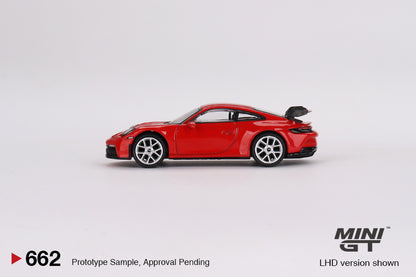 MINI GT 1/64 #662 Porsche 911 (992) GT3 Guards Red (RHD)