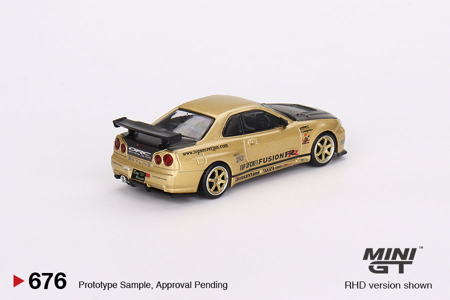 * PRE ORDER * MINI GT #676 1/64 "Nissan Skyline GT-R (R34) Top Secret  Top Secret Gold 
- Japan Exclusive"