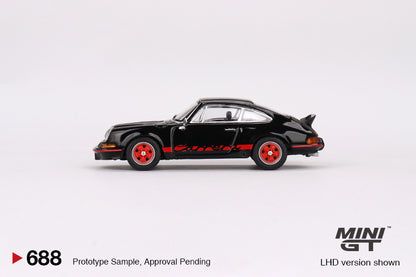 * PRE ORDER * MINI GT #688 1/64 Porsche 911 Carrera RS 2.7 Black with Red Livery (RHD)