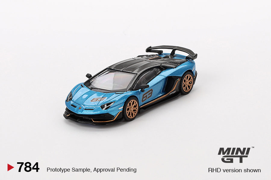 MINI GT #784 1/64 Lamborghini Aventador SVJ 63  Blu Aegir (LHD)