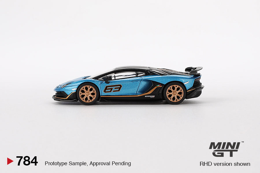 MINI GT #784 1/64 Lamborghini Aventador SVJ 63  Blu Aegir (LHD)