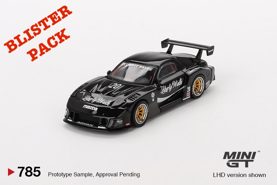 * PRE ORDER * MINI GT #785 1/64 MAZDA RX-7 LB-Super Silhouette  Liberty Walk Black (RHD)  ** BLISTER PACK VERSION **