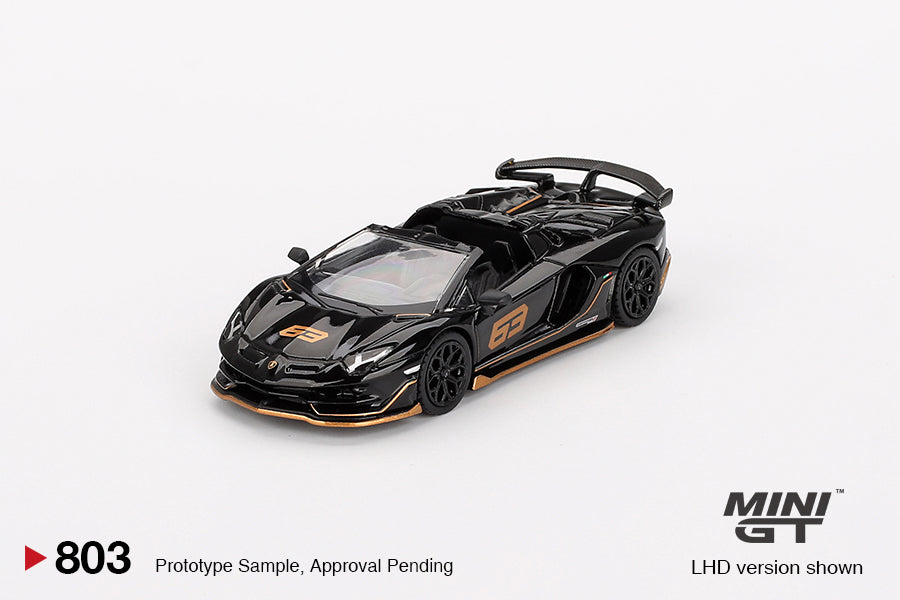 MINI GT #803 1/64 "Lamborghini Aventador SVJ 63 Roadster  Nero Aldebaran" (RHD)