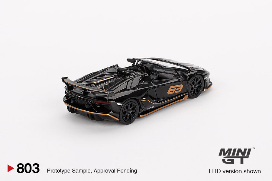 MINI GT #803 1/64 "Lamborghini Aventador SVJ 63 Roadster  Nero Aldebaran" (RHD)