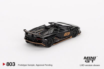 MINI GT #803 1/64 "Lamborghini Aventador SVJ 63 Roadster  Nero Aldebaran" (RHD)