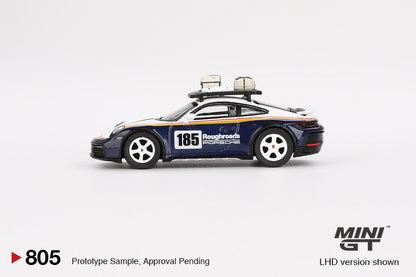 * PRE ORDER * MINI GT #805 1/64 Porsche 911 Dakar Rallye Design Package White/Gentian Blue Metallic (RHD)