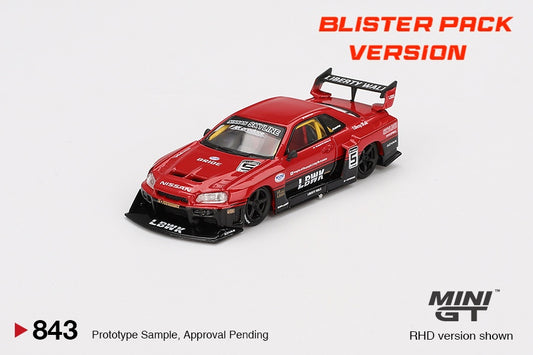 * PRE ORDER * MINI GT #843 1/64 Nissan LB-ER34 Super Silhouette SKYLINE Red/Black (RHD) - BLISTER PACK