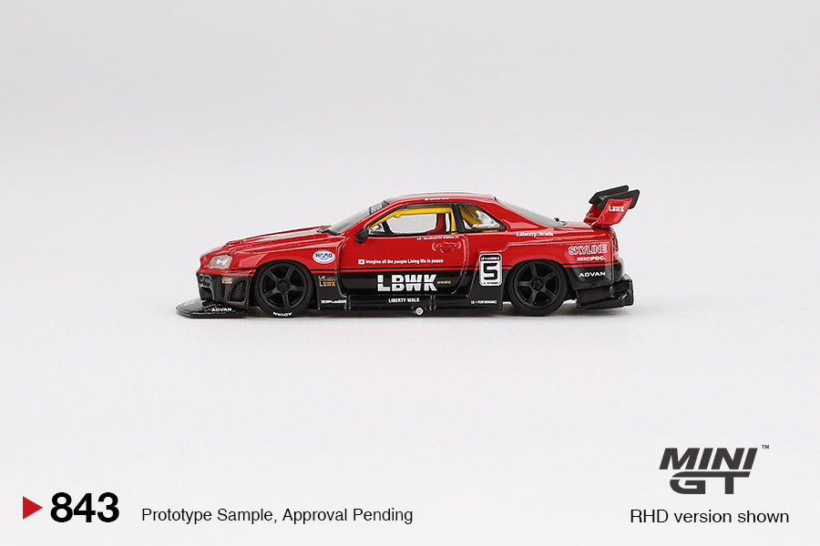 * PRE ORDER * MINI GT #843 1/64 Nissan LB-ER34 Super Silhouette SKYLINE Red/Black (RHD)