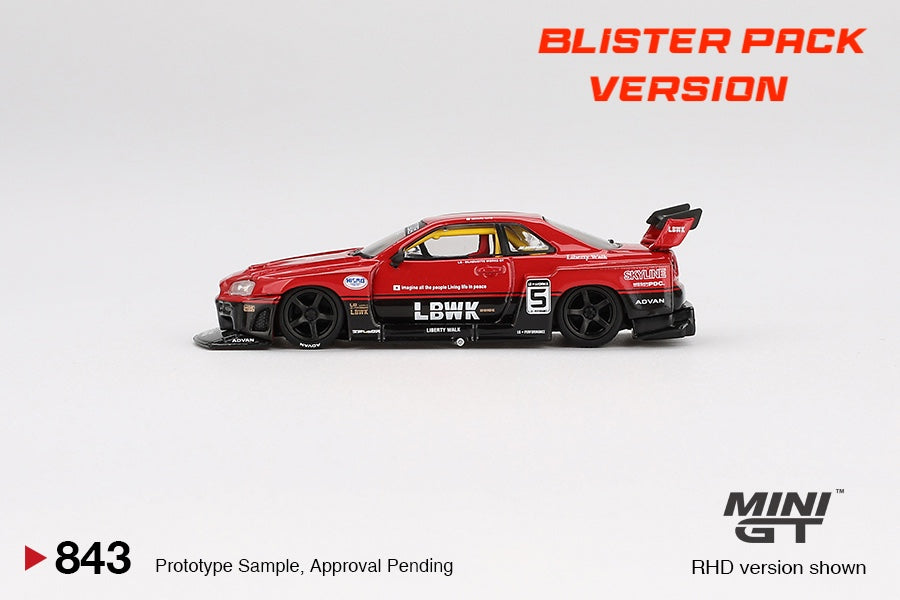 * PRE ORDER * MINI GT #843 1/64 Nissan LB-ER34 Super Silhouette SKYLINE Red/Black (RHD) - BLISTER PACK