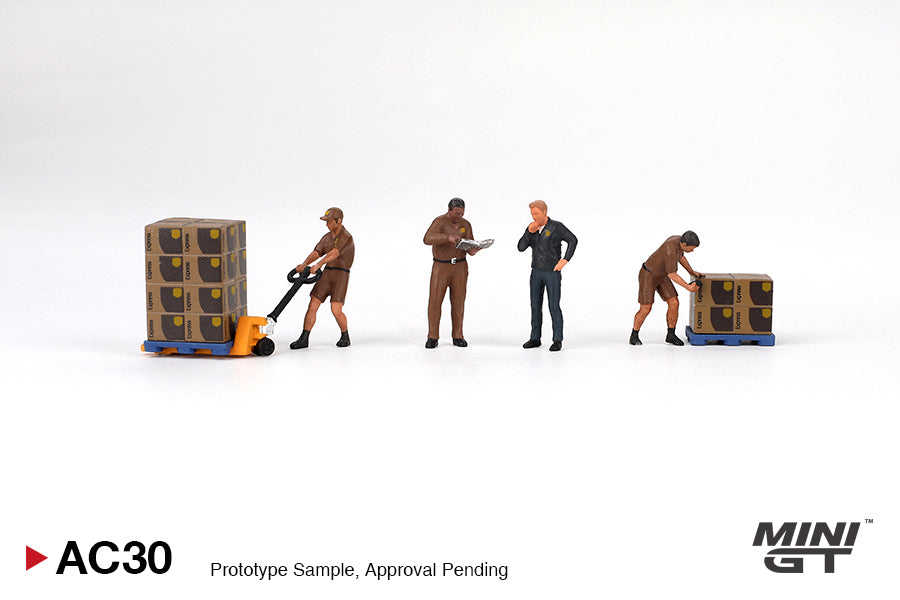 * PRE ORDER * MINI GT #AC30 1/64  Figurine: UPS Driver and workers