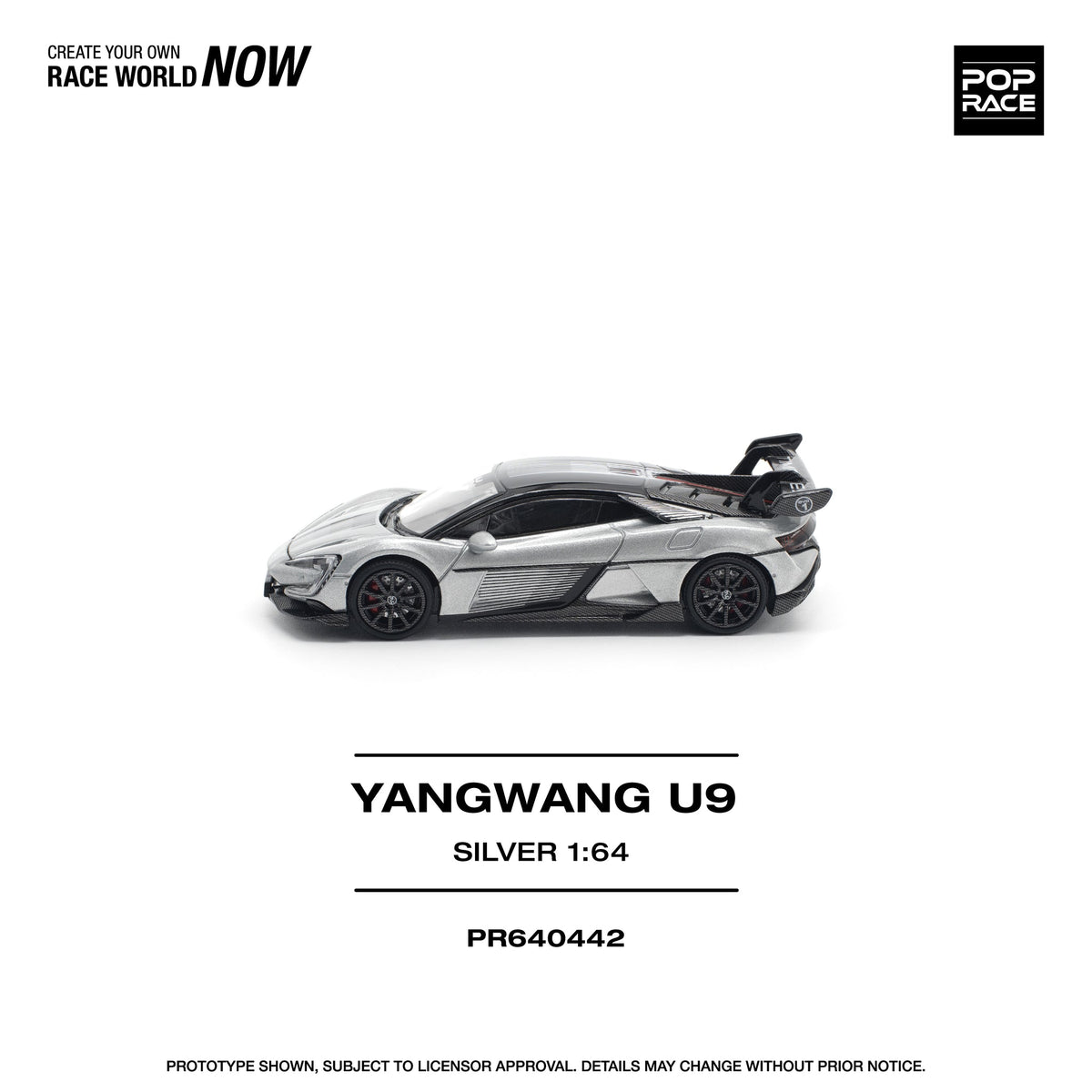 POP RACE 1/64 YANGWANG U9 SILVER PR640442