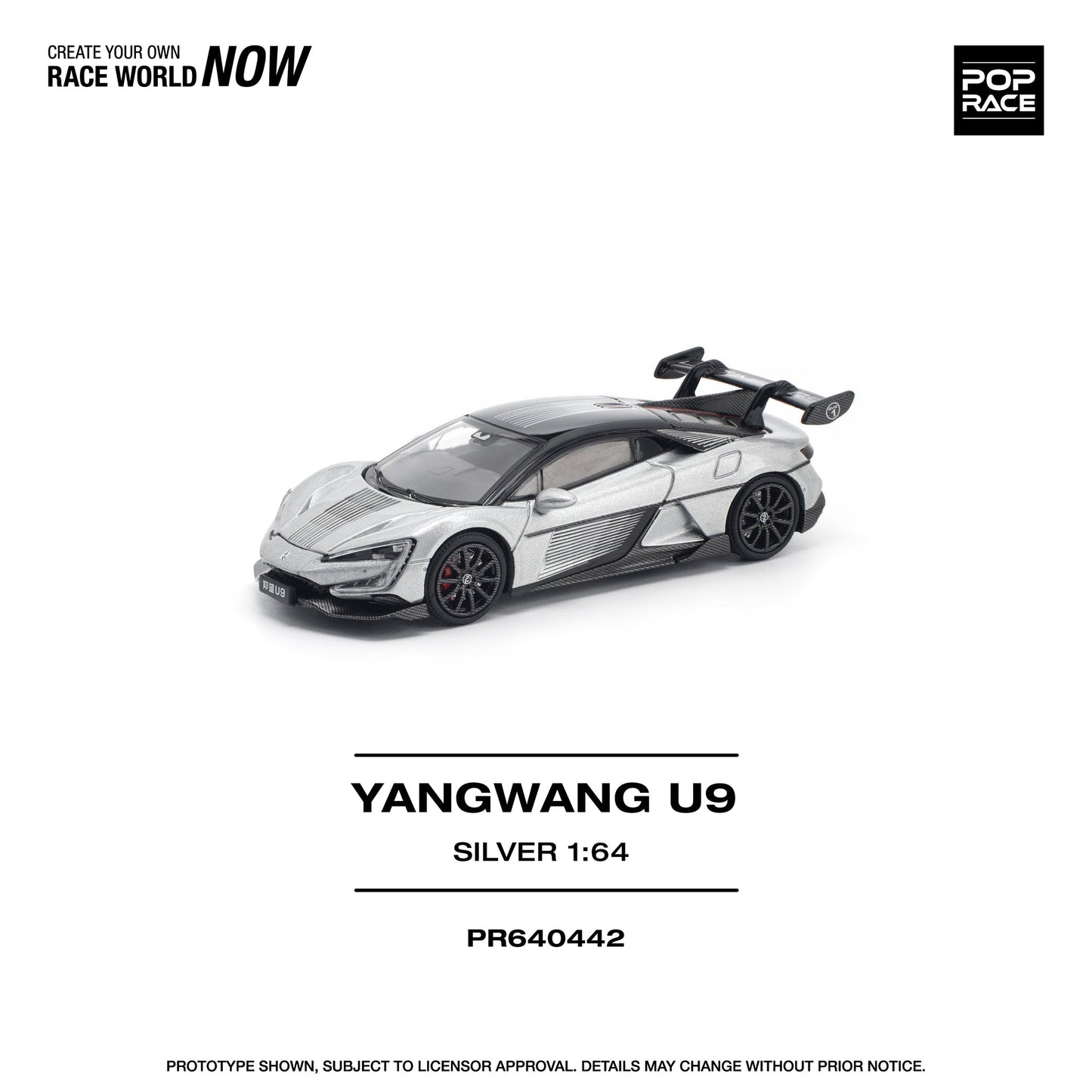POP RACE 1/64 YANGWANG U9 SILVER PR640442