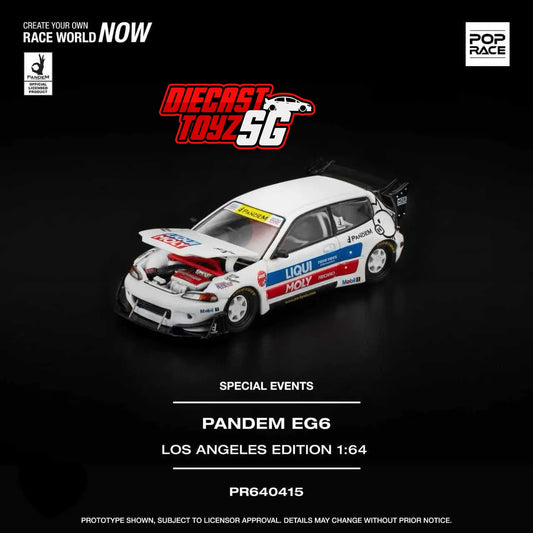 POP RACE 1/64 Pop Race Pandem EG6 White LA Exclusive PR640415