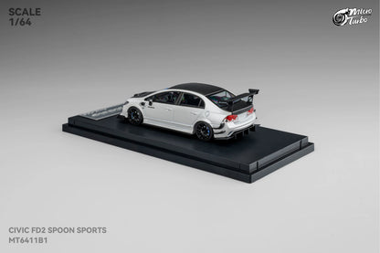 MICRO TURBO 1/64 HONDA CIVIC FD2 SPOON SPORTS METALLIC WHITE MT6411B1