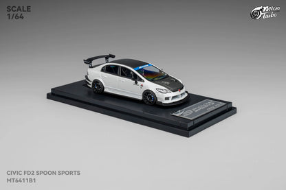 MICRO TURBO 1/64 HONDA CIVIC FD2 SPOON SPORTS METALLIC WHITE MT6411B1