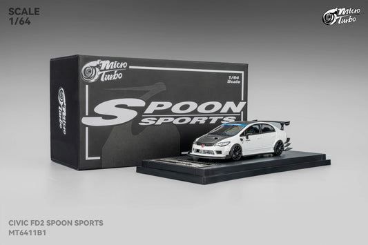 MICRO TURBO 1/64 HONDA CIVIC FD2 SPOON SPORTS METALLIC WHITE MT6411B1