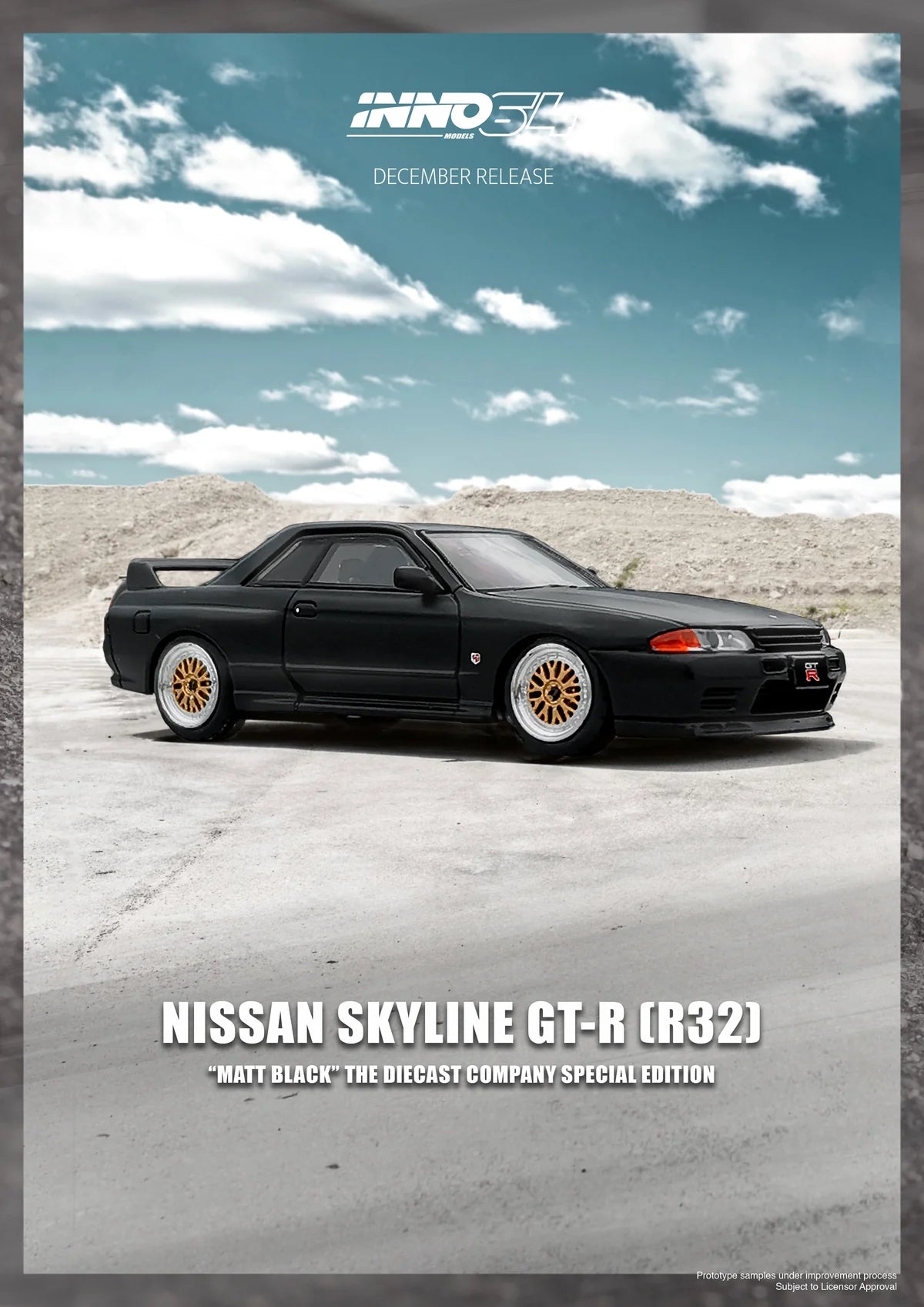 INNO 64 1/64 NISSAN SKYLINE GT-R (R32) Matt Black The Diecast Company Special Edition