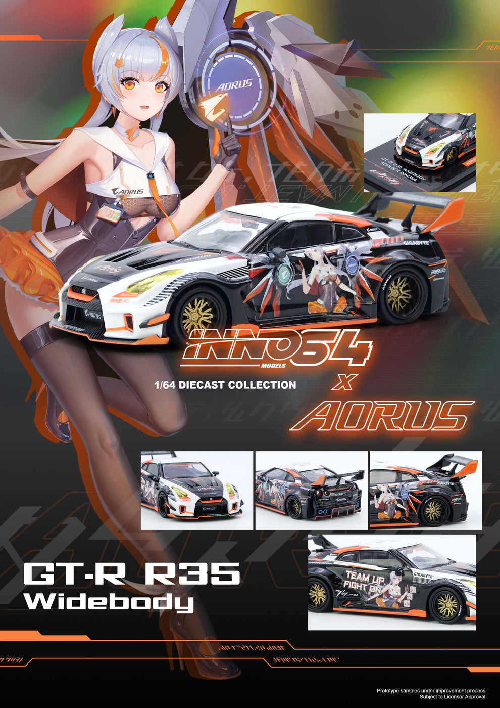INNO 64 1/64 GT-R (R35) WIDEBODY AORUS X INNO64 LIMITED EDITION - IN64-R35LB-AORUS