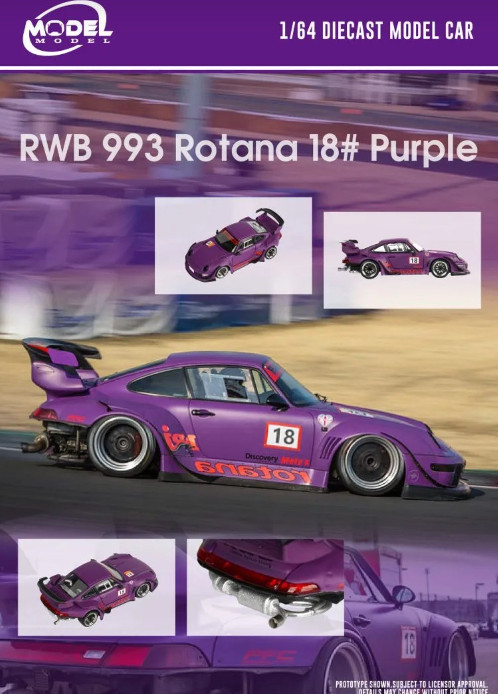 MODELMODEL 1/64 RWB 993 Rotana 18# Purple – MM64-RWB993-001