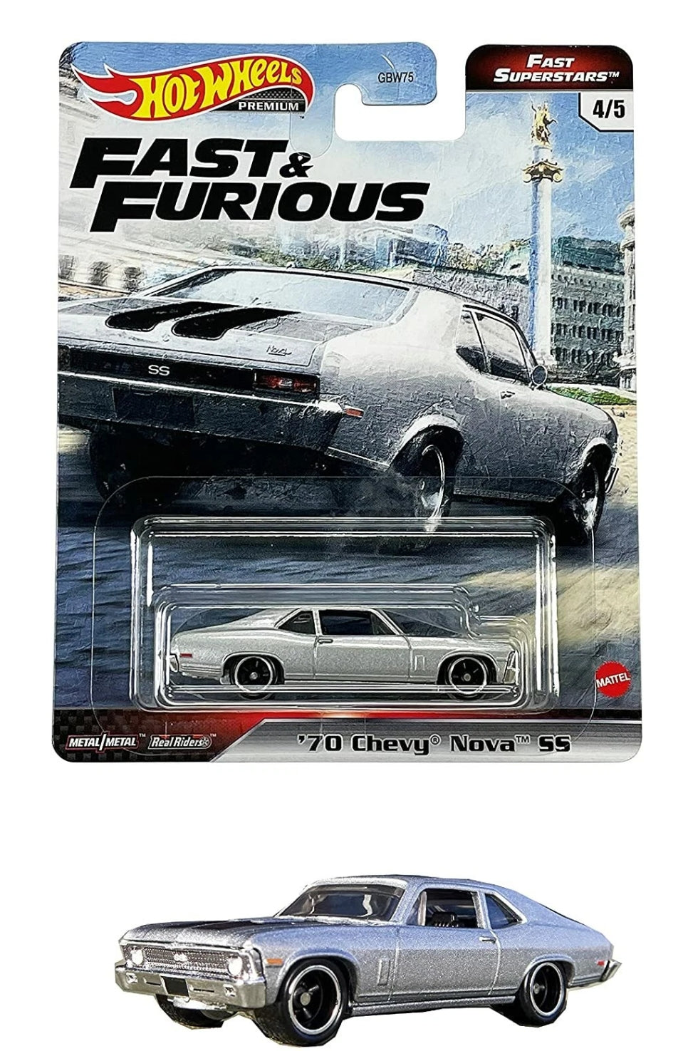 HOT WHEELS 1/64 PREMIUM FAST & FURIOUS " FAST SUPERSTARS " - '70 CHEVY NOVA SS