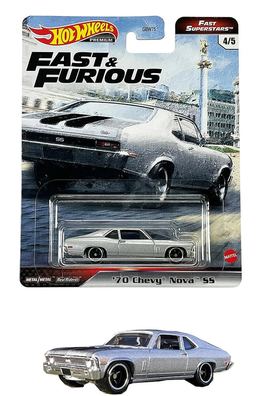 HOT WHEELS 1/64 PREMIUM FAST & FURIOUS " FAST SUPERSTARS " - '70 CHEVY NOVA SS