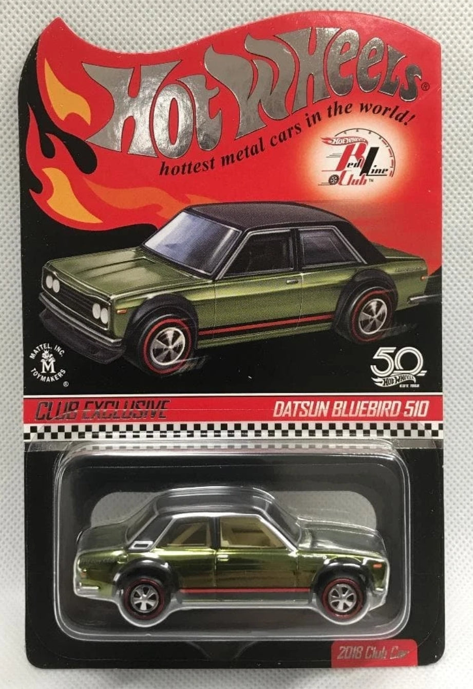HOT WHEELS RLC DATSUN BLUEBIRD 510 GREEN - MEMBERSHIP CAR 2018 - FPN05
