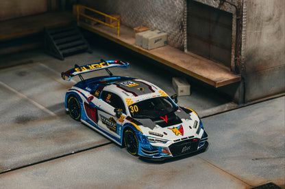 TARMAC WORKS 1/43 Audi R8 LMS GT3 evo II Macau GT Cup - FIA GT World Cup 2024 - Race Version #30 Uno Racing with A4 poster