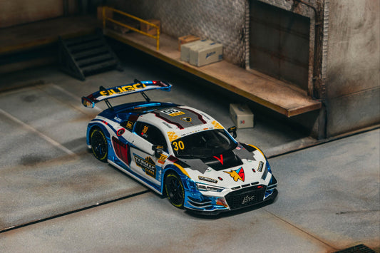 TARMAC WORKS 1/43 Audi R8 LMS GT3 evo II Macau GT Cup - FIA GT World Cup 2024 - Race Version #30 Uno Racing with A4 poster