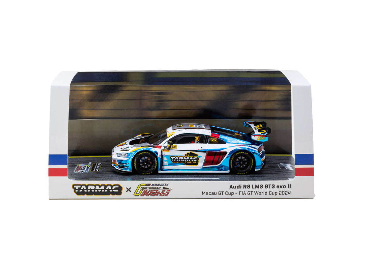 TARMAC WORKS 1/43 Audi R8 LMS GT3 evo II Macau GT Cup - FIA GT World Cup 2024 - Race Version #30 Uno Racing with A4 poster