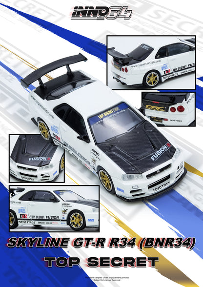 INNO 64 1/64 TOP SECRET (R34) GT-R WHITE - IN64-R34TS-WHI