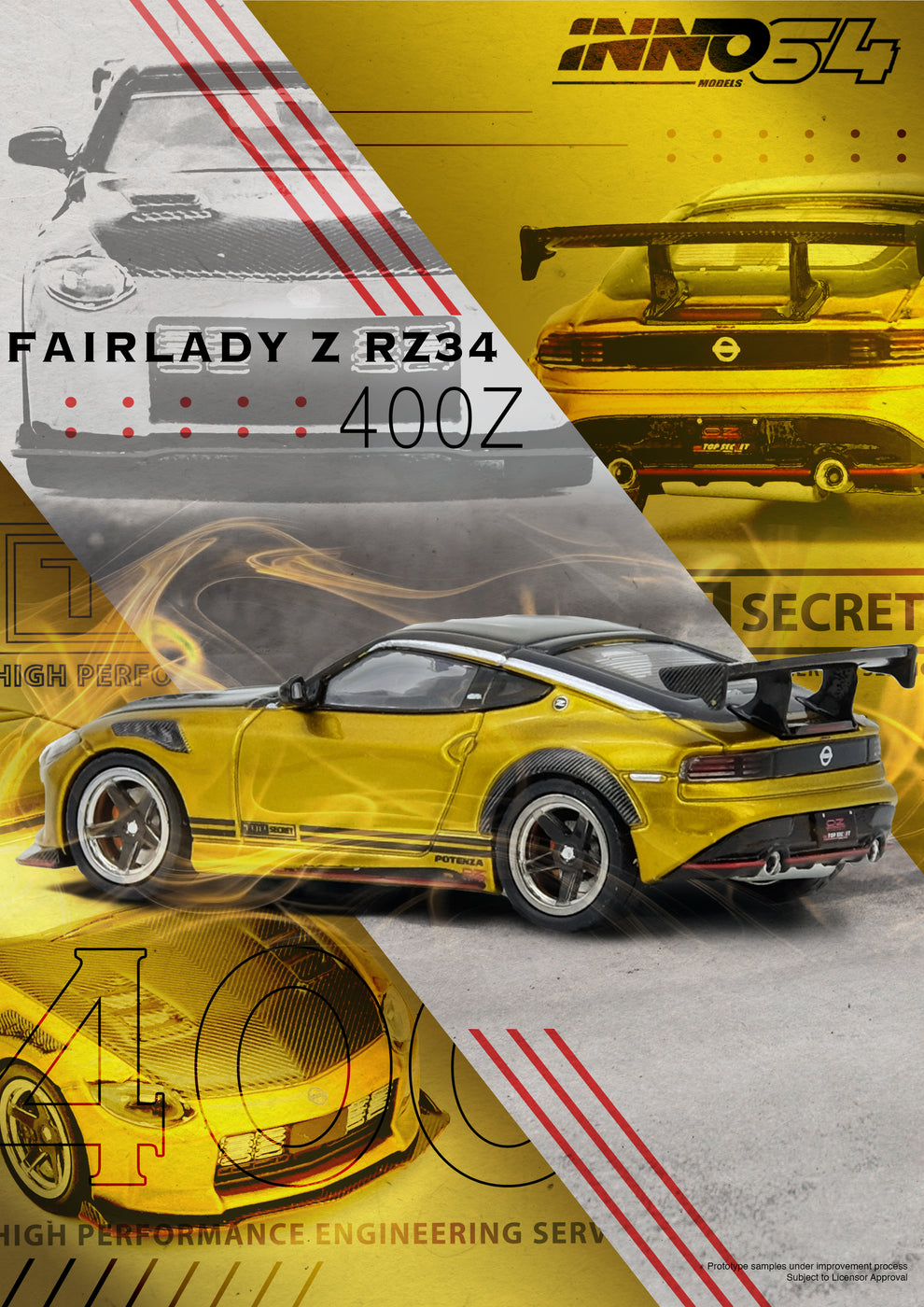 INNO 64 1/64 TOP SECRET FAIRLADY Z (RZ34) GOLD - IN64-400ZTS-GOLD