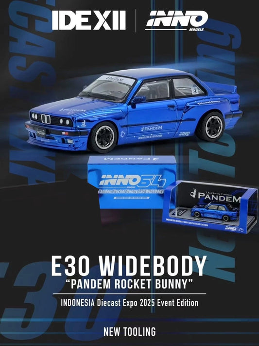 INNO 64 PANDEM ROCKET BUNNY E30 WIDEBODY BLUE CHROME IDE25 EVENT MODEL