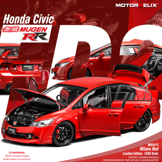 MOTORHELIX 1/18 Honda Civic Type R（FD2）MUGEN RR Diecast Model. M85415 Milano Red