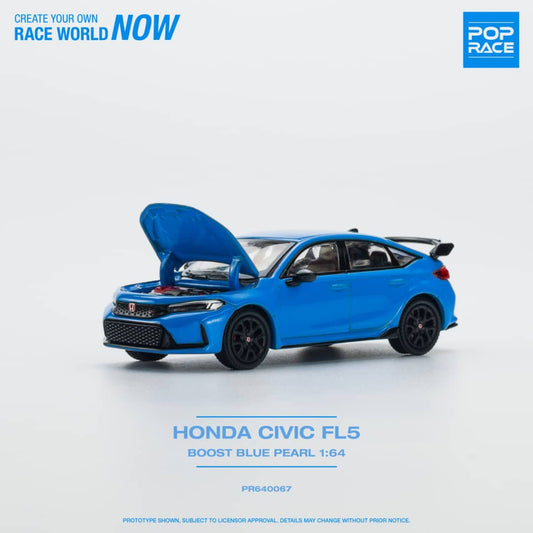 POP RACE 1/64 HONDA CIVIC FL5 BOOST BLUE PEARL PR640067
