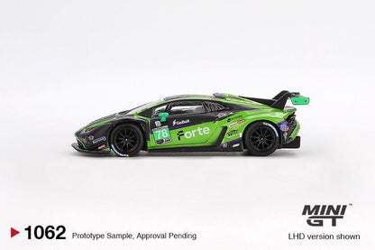 * PRE ORDER * MINI GT #1062 1/64 Lamborghini Huracán GT3 EVO2 #78 Forte Racing 2024 IMSA Daytona 24 Hrs (LHD)