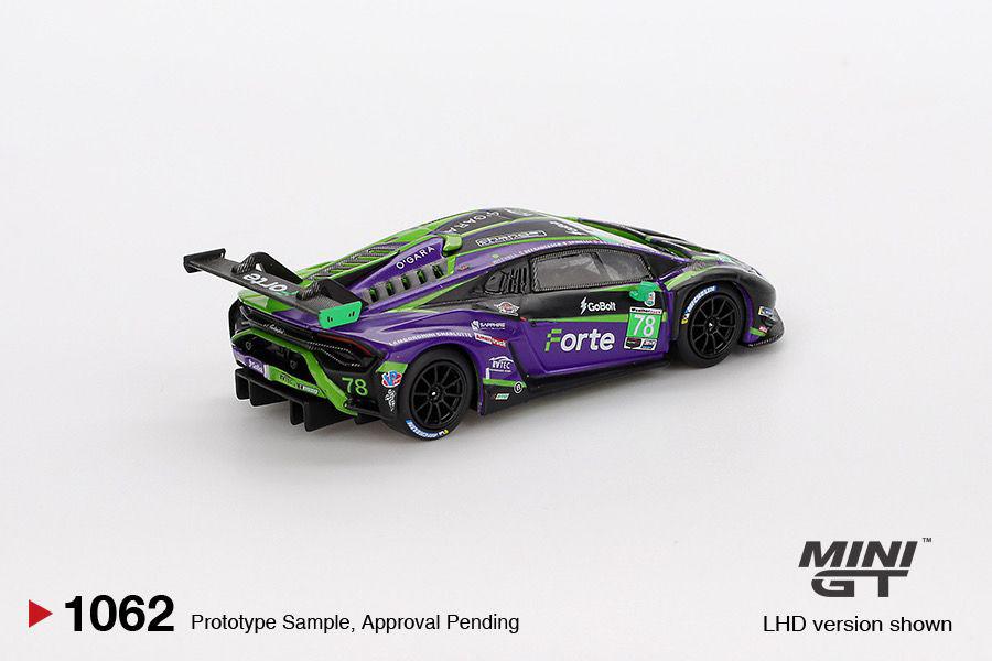 * PRE ORDER * MINI GT #1062 1/64 Lamborghini Huracán GT3 EVO2 #78 Forte Racing 2024 IMSA Daytona 24 Hrs (LHD)