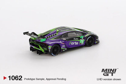 * PRE ORDER * MINI GT #1062 1/64 Lamborghini Huracán GT3 EVO2 #78 Forte Racing 2024 IMSA Daytona 24 Hrs (LHD)