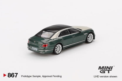 MINI GT #867 1/64 Bentley Flying Spur White Sand Verdant (RHD)