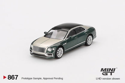 MINI GT #867 1/64 Bentley Flying Spur White Sand Verdant (RHD)