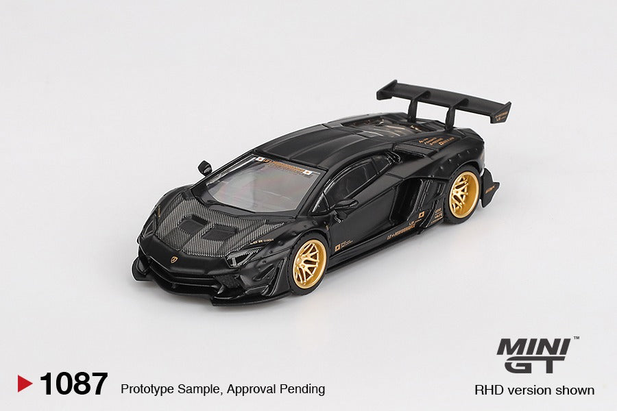 * PRE ORDER * MINI GT #1087 1/64 LB★WORKS Lamborghini Aventador Limited Edition Matte Black ( RHD)